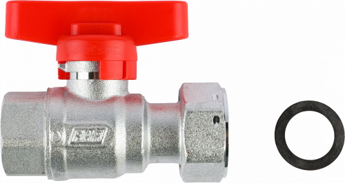 Кран шаровой FAR 1/2"-3/4", ВР-накидная гайка EPDM, красн. бабочка, хром